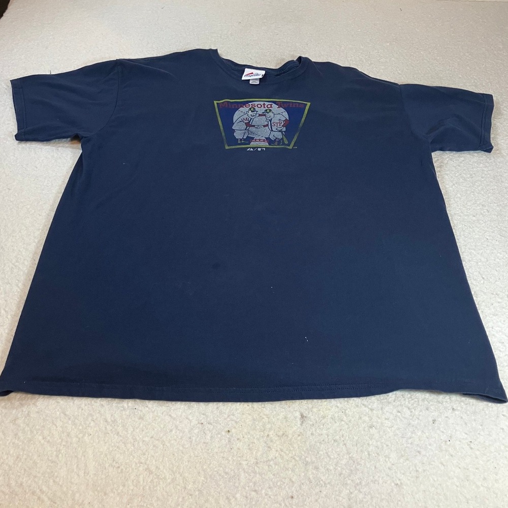 Majestic Minnesota Twins MLB Navy Blue Graphic T-Shirt Mens 2XL Short Sleeve Tee
